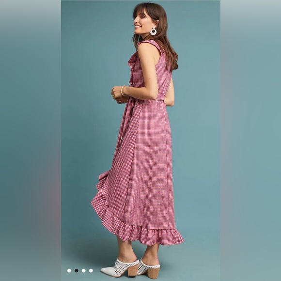 Misa Los Angeles Red gingham Stella wrap dress - Picture 2 of 7